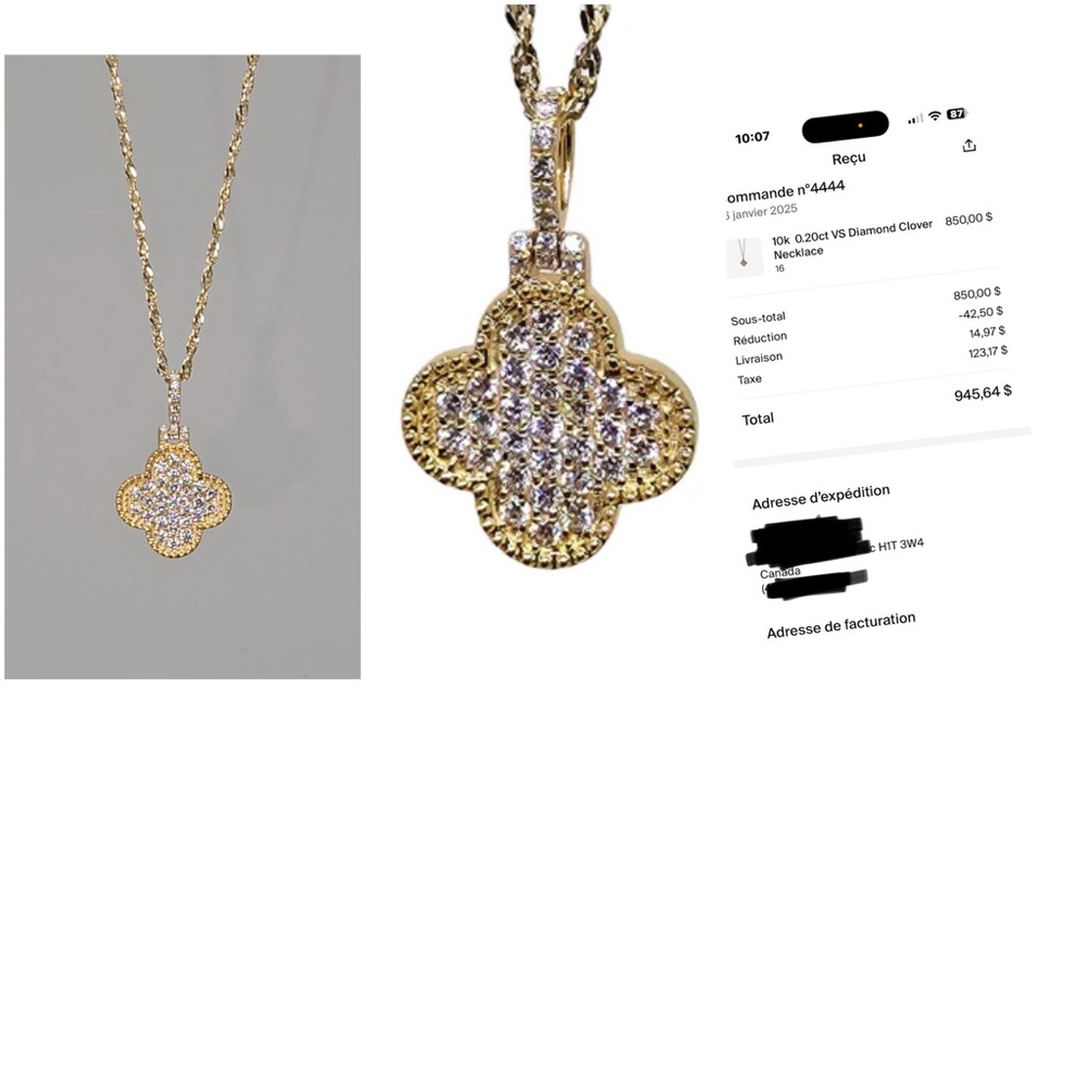 SOLDDDDDD Gold and Diamond necklace  clover